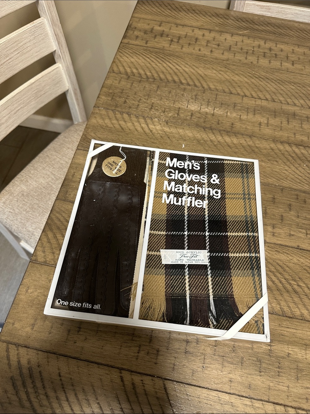 Men's Gloves & Matching Muffler Set - Brown Plaid